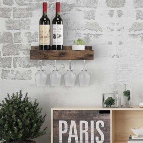 img 3 attached to 🍷 Giikin Wall Mounted Wine Racks: Stylish Retro Brown Wine Storage and Display Shelf with Stemware Hanger