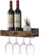 🍷 giikin wall mounted wine racks: stylish retro brown wine storage and display shelf with stemware hanger логотип