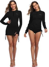 img 1 attached to 🌞 Stay Safe in Style: HISKYWIN Women's Long Sleeve UV Sun Protection Rash Guard with Adjustable Sides - Ideal Wetsuit Swimsuit Top
