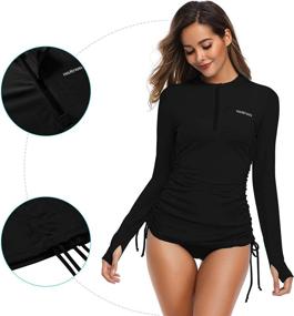 img 2 attached to 🌞 Stay Safe in Style: HISKYWIN Women's Long Sleeve UV Sun Protection Rash Guard with Adjustable Sides - Ideal Wetsuit Swimsuit Top