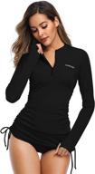 🌞 stay safe in style: hiskywin women's long sleeve uv sun protection rash guard with adjustable sides - ideal wetsuit swimsuit top logo
