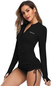 img 3 attached to 🌞 Stay Safe in Style: HISKYWIN Women's Long Sleeve UV Sun Protection Rash Guard with Adjustable Sides - Ideal Wetsuit Swimsuit Top
