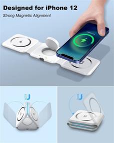 img 1 attached to 🔌 ROBOQi 15W Foldable Magnetic Wireless Charger: 3-in-1 Charging Station for iPhone 12/12 Mini/12 Pro/Max, iWatch, AirPods 2/Pro
