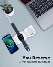 img 3 attached to 🔌 ROBOQi 15W Foldable Magnetic Wireless Charger: 3-in-1 Charging Station for iPhone 12/12 Mini/12 Pro/Max, iWatch, AirPods 2/Pro
