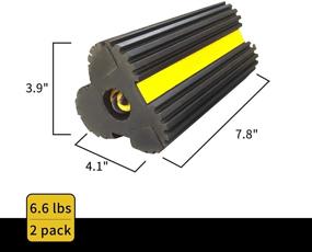 img 3 attached to 🔶 ROBLOCK Тяжелые резиновые упоры для колес с отражающей лентой - 4.1" x 7.8" x 3.9" - Нейлоновая веревка - Желтый