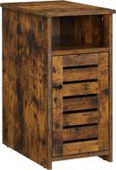 🛏️ rustic brown industrial nightstand side table with open compartment and door - ideal for bedroom, living room, office - vasagle ulet154x01, 11.8 x 19.7 x 23.6 inches logo