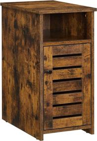 img 2 attached to 🛏️ Rustic Brown Industrial Nightstand Side Table with Open Compartment and Door - Ideal for Bedroom, Living Room, Office - VASAGLE ULET154X01, 11.8 x 19.7 x 23.6 Inches