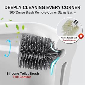 img 2 attached to Efficient Cleaning Companion: TRENTI Silicone Toilet Brush Set with Ventilated Holder and Ergonomic Handle - A Bathroom Essential