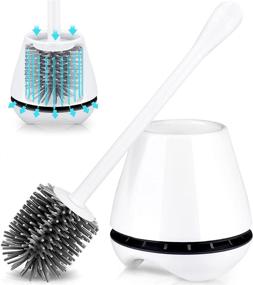 img 4 attached to Efficient Cleaning Companion: TRENTI Silicone Toilet Brush Set with Ventilated Holder and Ergonomic Handle - A Bathroom Essential