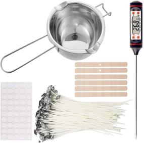 img 4 attached to 🕯️ Ewonice Complete Candle Making Kit: Melting Pot, Wicks, Stickers, Holder, Thermometer & Stirring Sticks