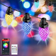 🎉 enhanced outdoor string lights: c9 strawberry style color changing lights with bluetooth app & ip65 waterproof for patio party wedding - 25 bigger leds, 16.5ft logo