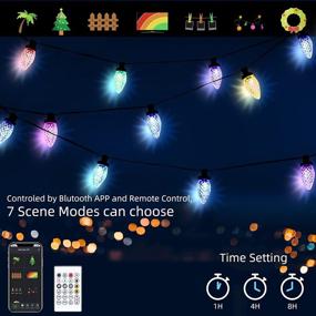 img 2 attached to 🎉 Enhanced Outdoor String Lights: C9 Strawberry Style Color Changing Lights with Bluetooth APP & IP65 Waterproof for Patio Party Wedding - 25 Bigger LEDs, 16.5ft