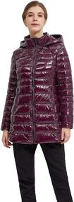 img 4 attached to Orolay Womens Shiny Down Coat Bubble Winter Coat Light Puffer Jacket With Hood Military Olive 2XL