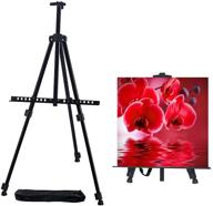 70-inch adjustable easel stand for painting canvases, kids and adults art display stand indoor/outdoor with black bag - black logo