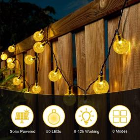 img 1 attached to Solar String Lights Outdoor 50 LED 23Ft Solar Powered Patio Lights With 8 Modes Waterproof Crystal Globe Lights For Garden Patio Christmas Wedding Party Decorative(Warm White)