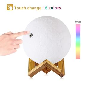 img 1 attached to 🌕 Moon Lamp, LOGROTATE 16 Colors LED Night Light with Stand and Timing Setting, Kids Moon Light with Remote and Touch Control, Dimmable and USB Rechargeable for Kids, Lovers, Birthdays, and Christmas Gifts (5.98 Inch)