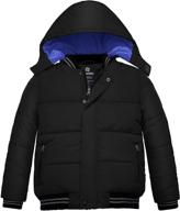 water-resistant puffer jacket with removable hood for boys - wantdo winter coat logo