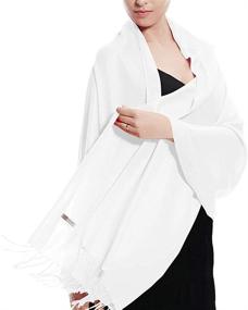 img 3 attached to 🧣 Pashmina Large Soft Plain Shawl/Wrap/Scarf for Women: Luxurious and Versatile Accessory for Every Occasion!