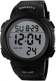 img 2 attached to Waterproof Men's Digital Sports Watch with Large LED Screen, Luminous Dial, Stopwatch, Alarm - Casual Military Army Watch