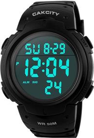 img 4 attached to Waterproof Men's Digital Sports Watch with Large LED Screen, Luminous Dial, Stopwatch, Alarm - Casual Military Army Watch