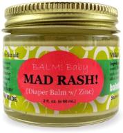 🍼 balm! baby mad rash: натуральный бальзам для подгузников и ухода за кожей с цинком - 2 унции стеклянный баночка логотип