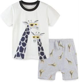 img 4 attached to 👕 FreeLu Kids Cotton Clothing Sets - T-Shirt and Shorts for Girls and Boys, 2 Packs, Sizes 1-7 Toddler