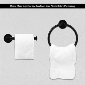 img 2 attached to 🛀 Stylish Matte Black Bathroom Hardware Set - Includes Toilet Paper Holder, Towel Ring, and Towel Hooks - 304 Stainless Steel Wall Mounted Accessories by EAONE