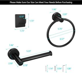 img 3 attached to 🛀 Stylish Matte Black Bathroom Hardware Set - Includes Toilet Paper Holder, Towel Ring, and Towel Hooks - 304 Stainless Steel Wall Mounted Accessories by EAONE