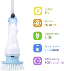 img 3 attached to 🧼 Cordless Electric Spin Scrubber for Effortless Bathroom Cleaning - Tiles, Floors, & Bathtubs