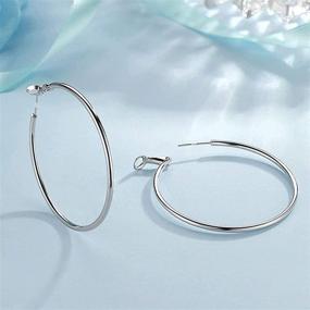 img 2 attached to 👂 Hypoallergenic Sterling Silver Hoop Earrings Set - 4 Pairs of Large Minimalist Silver Hoops for Women - Perfect Gifts for Girls (30MM 40MM 50MM 60MM)