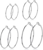 👂 hypoallergenic sterling silver hoop earrings set - 4 pairs of large minimalist silver hoops for women - perfect gifts for girls (30mm 40mm 50mm 60mm) logo