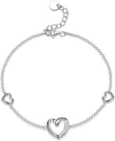 img 4 attached to 💎 Elegant Heart and Soul Bracelet for Women: 925 Sterling Silver with Cubic Zirconia Jewelry, Perfect Valentines Day or Birthday Gift, Includes Jewelry Box