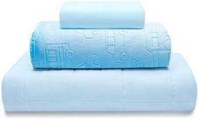 img 4 attached to Третья взвешенная одеяло для малышей весом 5 фунтов - 3 части - все сезоны - размер типа "двойной" 36”X 48” - 2 съемных стираемых чехла - мягкий мех и шелк - голубой