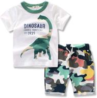 👕 cotton toddler boys summer shirts and shorts set with cartoon dinosaur prints (2-7 years) - clothing sets logo