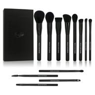 12-piece wild universe professional makeup brushes set - premium synthetic kabuki brushes for foundation, powder, blush, face blending, concealer, and eyeshadow - black meteorite series - vegan and cruelty-free - comes with a gift case included logo