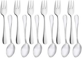 img 4 attached to Snamonkia Small Appetizer Forks and Demitasse Spoons Stainless Steel Set of 12, 5.4 Inches – Perfect for Salad Dessert Coffee Cocktail Espresso – Premium Flatware for Every Occasion!