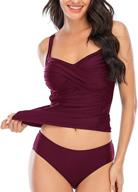 👙 zeyubird women's ruched cross tankini two piece swimsuit - tummy control bathing suit with bottoms logo