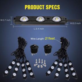 img 3 attached to 🚚 Nilight - TR-08 8PCS 24LED Rock Light for Cargo Truck Pickup Bed Off Road Under Car Side Marker LED Rock Lighting Kit with Switch in White, 2 Year Warranty