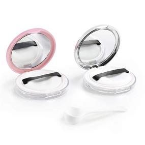 img 4 attached to Longway Loose Powder Compact Container: Portable Plastic DIY Makeup Case with Mirror, 5g 👝 Slim Powder Box Including Powder Puff, Elasticated Net Sifter - Set of 2 (Pink + Silver)