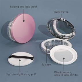 img 2 attached to Longway Loose Powder Compact Container: Portable Plastic DIY Makeup Case with Mirror, 5g 👝 Slim Powder Box Including Powder Puff, Elasticated Net Sifter - Set of 2 (Pink + Silver)