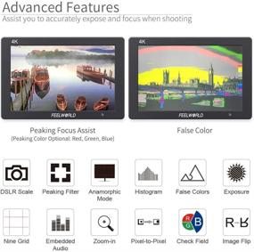 img 3 attached to 📸 FEELWORLD T7 7" DSLR On-Camera Field Monitor - Video Assist for Full HD 1920x1200, 4K HDMI I/O with Peaking Focus - Durable Aluminum Housing