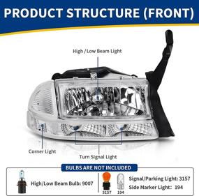img 3 attached to AUTOSAVER88 Clear Lens Headlight Assembly for Dodge Dakota 1997-2004 & Durango 98-03 - Replacement Headlamp