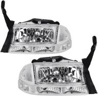 autosaver88 clear lens headlight assembly for dodge dakota 1997-2004 & durango 98-03 - replacement headlamp logo