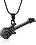 🎸 zeqingjw electric guitar cremation jewelry urn pendant for ashes - music instrument memorial ashes necklace keepsake jewelry logo