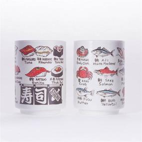 img 1 attached to 🍣 Authentic Japanese Sushi Yunomi: Ceramic Cups with Elegant English Prints