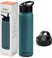 🥤 retrospec alder insulated water bottle: stainless steel, straw lid, handle cap, double-wall vacuum insulated thermos for leakproof hydration - bpa free canteen логотип