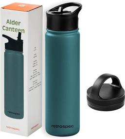 img 4 attached to 🥤 Retrospec Alder Insulated Water Bottle: Stainless Steel, Straw Lid, Handle Cap, Double-Wall Vacuum Insulated Thermos for Leakproof Hydration - BPA Free Canteen