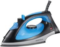 🔥 martisan 1200w compact steam iron - lightweight nonstick soleplate iron with variable temperature steam, blue/black logo