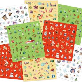 img 4 attached to Watercolor Christmas Stickers for Kids - 8 Sheets with 400 Festive Holiday Stickers - Perfect Party Favor Supply