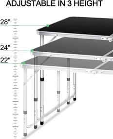 img 1 attached to 🏕️ FiveJoy 4 FT Folding Camping Table - Aluminum, Height Adjustable, Lightweight Desk - Portable Handle, Roll Up Top - Weatherproof, Rust Resistant - Outdoor Picnic, Beach, Backyard - 47" x 24" - Black